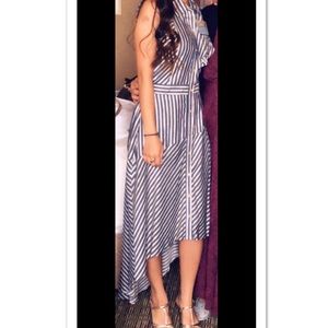 Pinstripe high-low dress